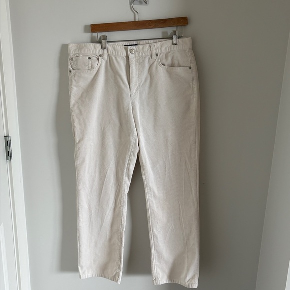 Ralph Lauren Off-White Classic Fit Straight Leg Corduroy Trousers Size 14P - Picture 1 of 6